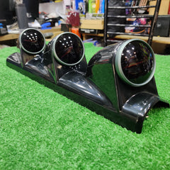 Car 12V 3in1 Matt Black HKS Triple Pillar Gauge Meter Volt & Water Temp & RPM For Car 1 Pc