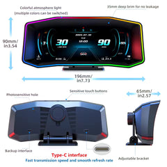 Universal P4 OBD2+GPS HUD Gauge Car Digital Head Up Display Speedometer Turbo RPM Alarm 1 Pc
