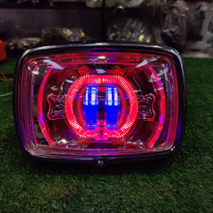 Motorcycle Headlight LED Angel Devil Eyes DRL Headlight Projector Lens High/Low Beam Spotlight 1 Pc