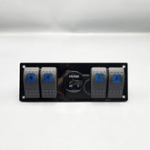 Universal 5-inch Switch Panel With Rocker Switches+Led Voltmeter (Blue)