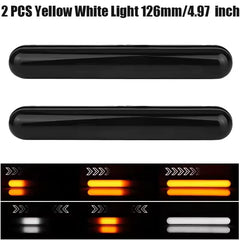 2 Pcs 4.5 LED Tail Light DRL Running Light Rear Brake Lamp Turn Signal Lamp (White-Yellow)