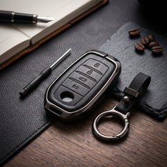 Fortuner 4 Button Elite Series Metallic Car Key Case Luxury Zinc Alloy Protection Case(Black)