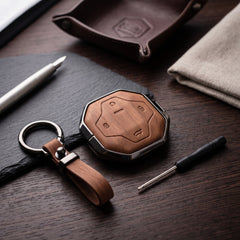 Jetour T2 Elite Series Metallic Car Key Case Luxury Zinc Alloy Protection Case(Brown)