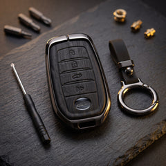 Fortuner 4 Button Elite Series Metallic Car Key Case Luxury Zinc Alloy Protection Case(Black)