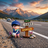 1 Pc Universal Hut Lake Mountains Sign Board With Character Decoration Acessories For Car
