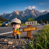 1 Pc Universal Hut Lake Mountains Sign Board With Character Decoration Acessories For Car