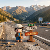 1 Pc Universal Hut Lake Mountains Sign Board With Character Decoration Acessories For Car