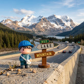 1 Pc Universal Hut Lake Mountains Sign Board With Character Decoration Acessories For Car