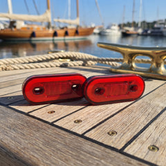 Universal Oval Shape LED Tail Lights Waterproof with Halo Glow Effect RED
