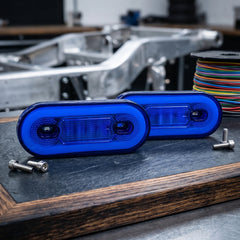 Universal Oval Shape LED Tail Lights Waterproof with Halo Glow Effect Blue