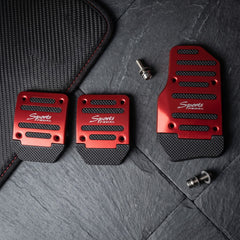 Sports Manual Non-Slip Foot Pedal Aluminum Cover Gear Brake Accelerator Car Interior Accessories Red