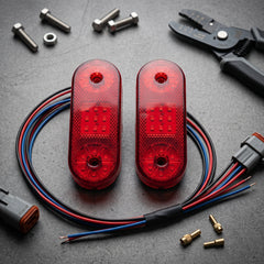 Universal Oval Shape LED Emergency Lights Waterproof With Flasher Red