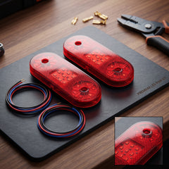 Universal Oval Shape LED Emergency Lights Waterproof With Flasher Red
