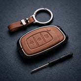 Elantra Old Elite Series Metallic Car Key Case Luxury Zinc Alloy Protection Case(Brown)