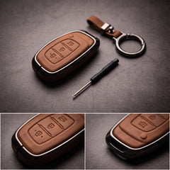 Elantra Old Elite Series Metallic Car Key Case Luxury Zinc Alloy Protection Case(Brown)