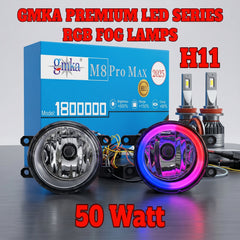 2 Pcs Set Universal Fog Lamps Shell With M8 Pro Max Smd light Angel Eye Rings In Premium Quality