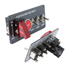 Universal LED Toggle Switch Panel 5in1 Multifunctional Ignition Switch Panel LED Indicator Light for Car And Jeep(Red)