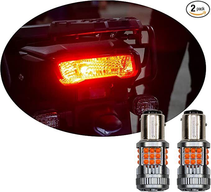 Upgraded S25 SMD Bulb Brake Light Double Point With Fan Red 2 Pcs Set