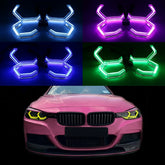 Universal Angel Eyes Retrofit G38 APP Control RGB LED for Car Headlight 4 Pcs Set