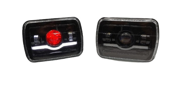 Universal Jeep Projector LED Headlight Square 5x7 Sealed Beam Hi-Low 2 Pcs Set
