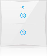 Smart Light Switch, WIFI 2-Gang Wall Wireless Tempered Glass Touch-Screen Switch