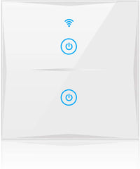Smart Light Switch, WIFI 2-Gang Wall Wireless Tempered Glass Touch-Screen Switch