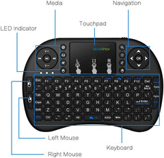 Mini Wireless Keyboard with RGB Backlit, 2.4GHz Wireless Mini Keyboard Rechargeable Controller