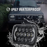 Universal Jeep LED Headlight Projector Bracket Style 5x7 Square Sealed Beam With DRL Hi-Low 2 Pcs Set