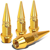 Universal Aluminum Spike Style Gold Tire Valve Stem Caps 4 Pcs Set
