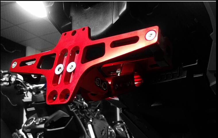 CNC Aluminum Tail Red Motorcycle License Registration Plate Holder With LED