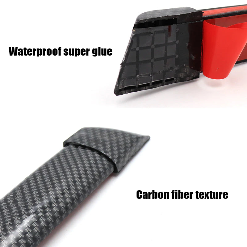 Universal LED Rear Spoiler Carbon Fiber Lip Kit With Brake Light Strip