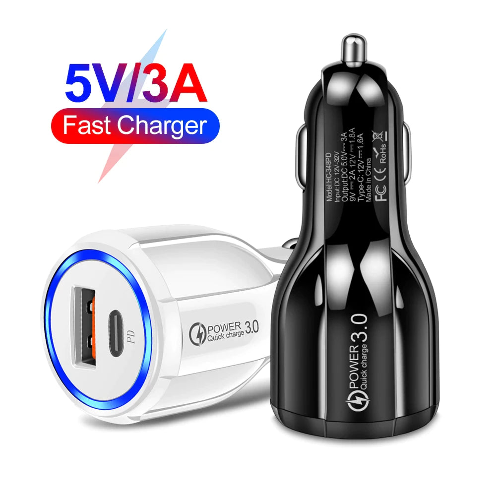 Quick Charge 3.0 Car Charger Dual USB Car Charger Qualcomm Qc 3.0 Fast Charging Adapter Mini USB Car Charger