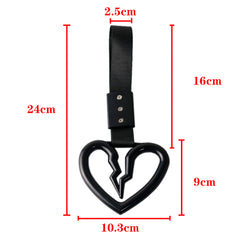 JDM Broken Heart Black Ring Hand Strap Decoration