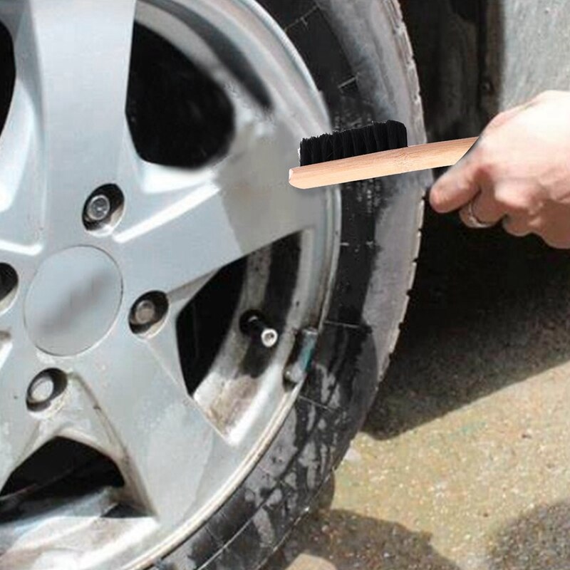 Auto Engine Brush Rim Wheel Tire Multi-function Bamboo Handle Mane Brushes Car Wash Cleaning
