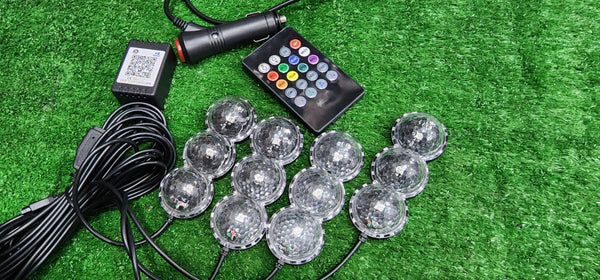 Atmosphere Lamp Star lights Seat Bottom 7 Color Multi-Function Car Interior Remote Control 4Pc
