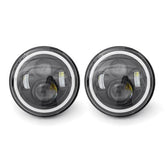 Jeep Headlight 7 Inch with Full DRL Ring Round 2 Pcs Set