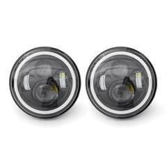 Jeep Headlight 7 Inch with Full DRL Ring Round 2 Pcs Set