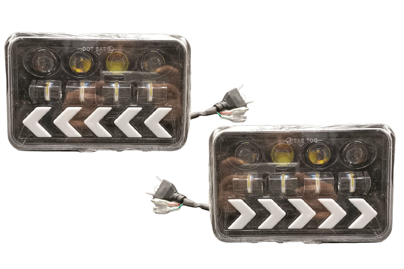 Jeep - Car LED Headlight Signal Style 6x4 Square Beam 75W Hi-Low With Indicator 1 Pc