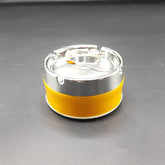 Smart Push Smokeless Windproof Car Stainless Steel Modern Spinning Ashtray Yellow