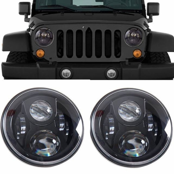 Jeep Headlight 7 Inch Black 2 pcs Set