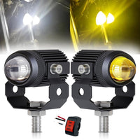 1 Pc TFMOTO Mini Driving Fog Light Dual Color In Metal Body With Switch