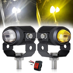 TFMOTO Mini Driving Fog Light Dual Color In Metal Body With Switch 1 Pc