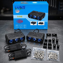 126W Dual Color HJG Projector Fog Lights | Devil Eye Style 3 SMD Yellow & White 2 Pcs Set