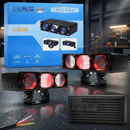 180W Dual Color HJG Projector Fog Lights | Devil Eye Style 3 SMD Yellow & White 2 Pcs Set