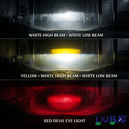 180W Dual Color HJG Projector Fog Lights | Devil Eye Style 3 SMD Yellow & White 2 Pcs Set