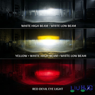 180W Dual Color HJG Projector Fog Lights | Devil Eye Style 3 SMD Yellow & White 2 Pcs Set