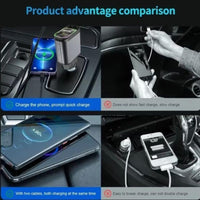1 Pc 120W Max Retractable 5 in 1 Car Charger With Starlight Projection in Car Roof Type C+iOS Car Phone Cable Compatible with Smart Phone