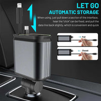 1 Pc 120W Max Retractable 5 in 1 Car Charger With Starlight Projection in Car Roof Type C+iOS Car Phone Cable Compatible with Smart Phone