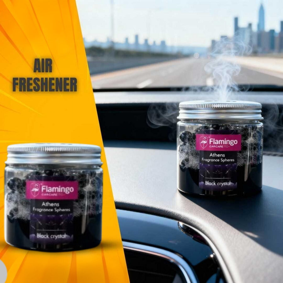 1 Pc Flamingo Premium Quality Black Crystal Air Freshener Gel Long Lasting Fragrance