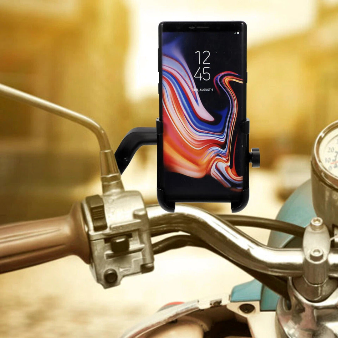 1 Pc Metal Body 360 Degree Bike Mobile Holder Adjustable With Mirror Fitting